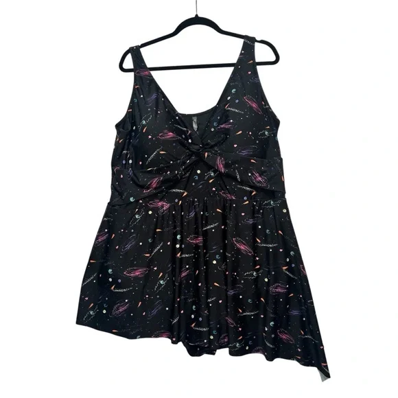 TORRID Asymmetrical One Piece Swimsuit Swim Dress Galaxy Celestial Sz 5X - Picture 3 of 13